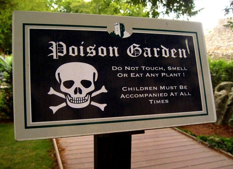 poison garden sign blarney castle