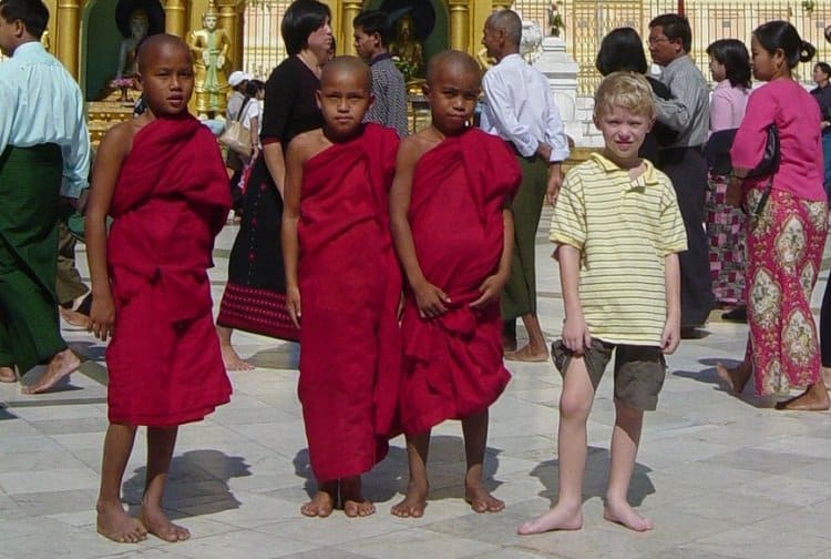 child with monks