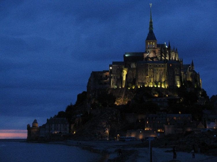 Evening view of Mont St. Michel, France