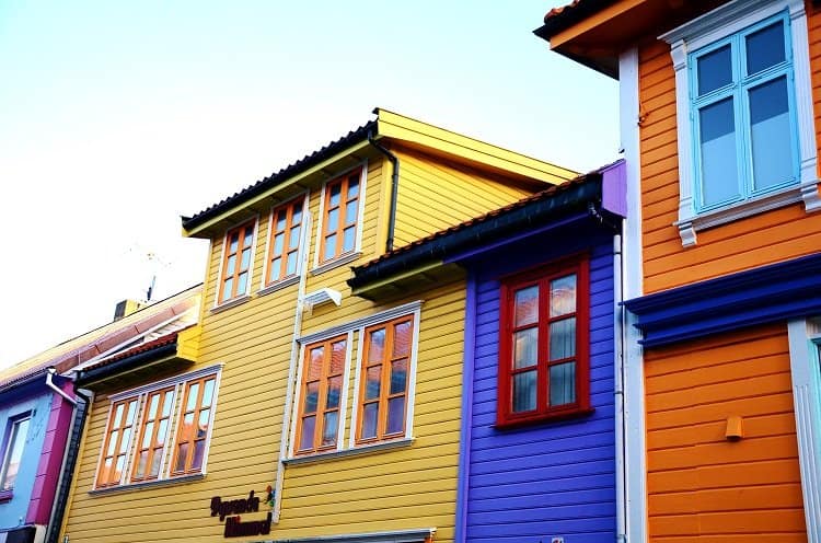 coloured wooden buildings stavanger