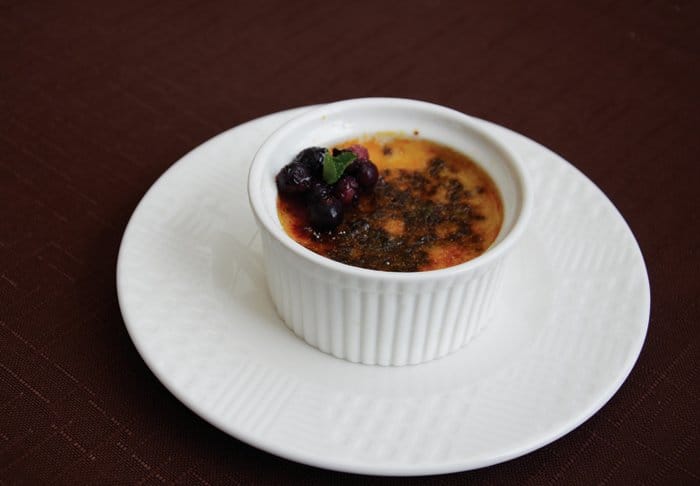 creme brulee with black bread