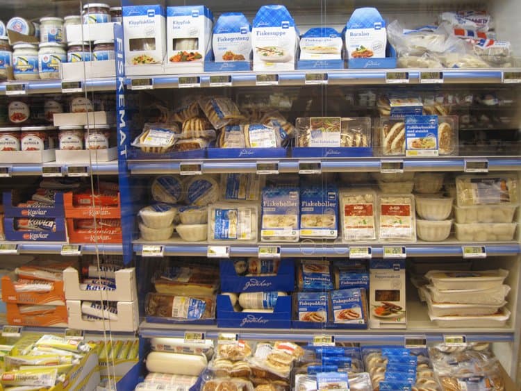 cold seafood section supermarket in norway