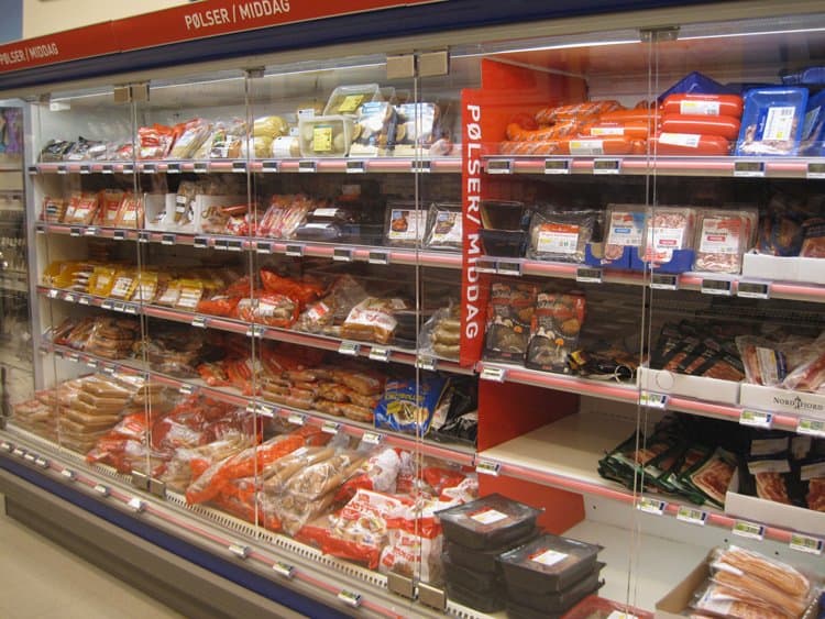 sausage section norwegian supermarket