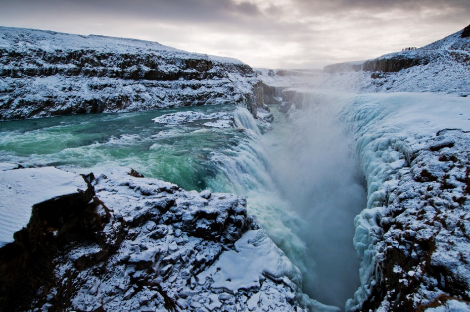 Golden Falls (Gullfoss) and chasm in early March. (Photo credit: Carl Jones )